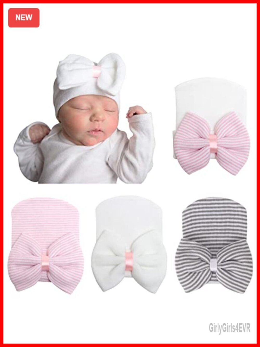 Newborn Baby Girl Cotton Beanie Hats 0-3 Months Soft No Scratch Hospital Hat